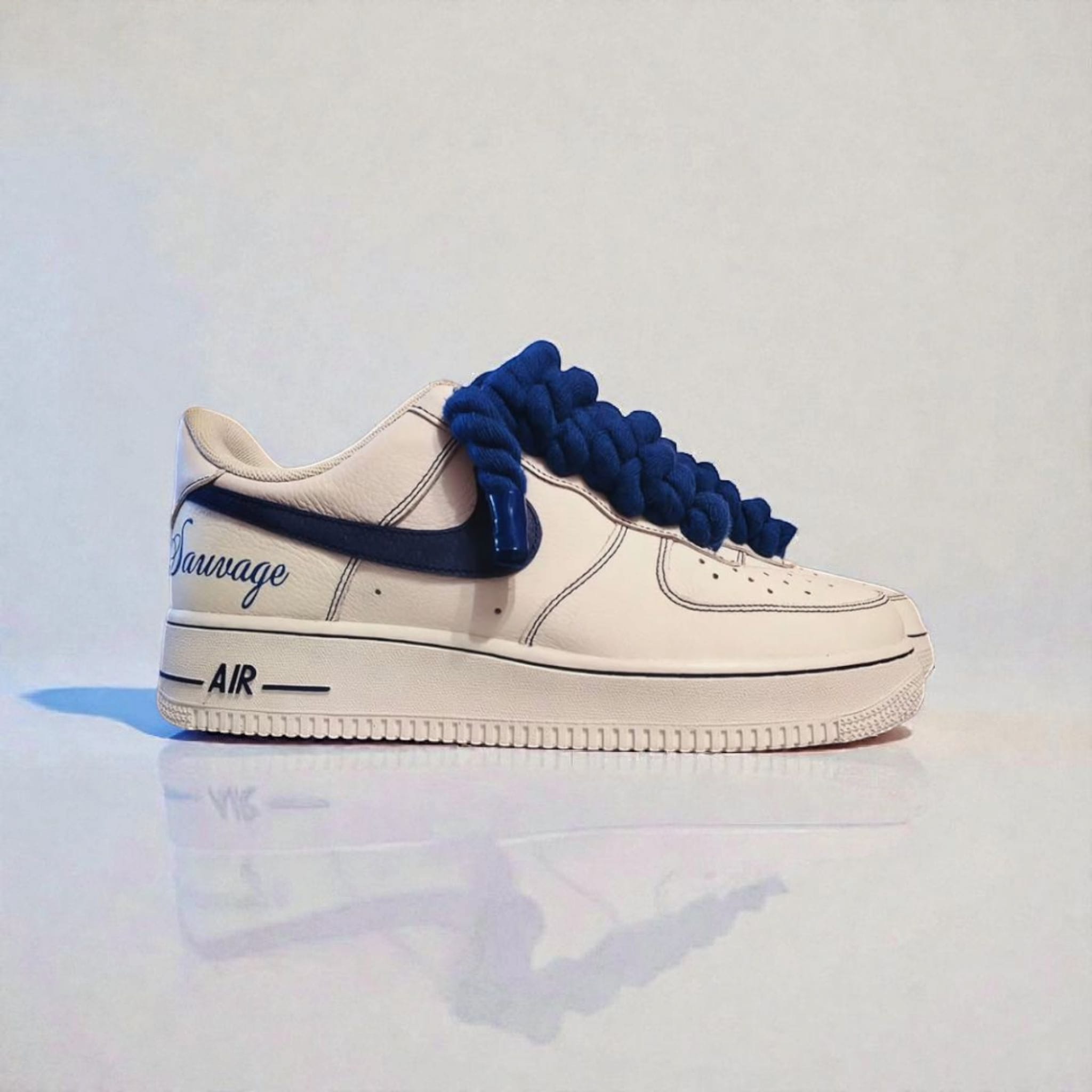 CUSTOM AIR FORCE ONE BLANC & BLEU SAUVAGE/ Double K Customz